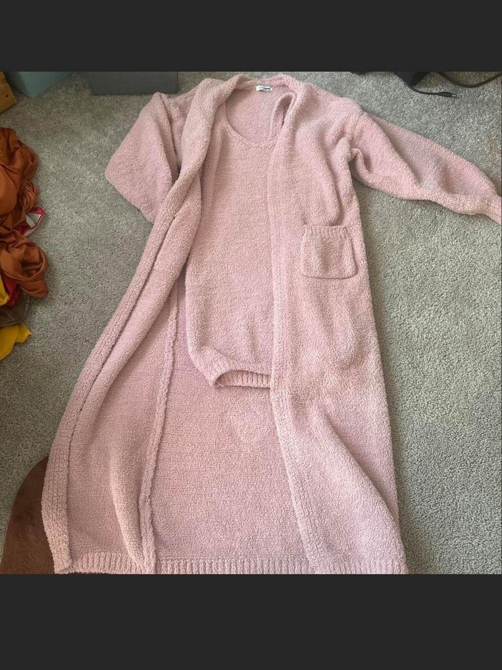 Fashion Brand Company Blush Pink Long Open-Front Sweater Cardigan with Tank